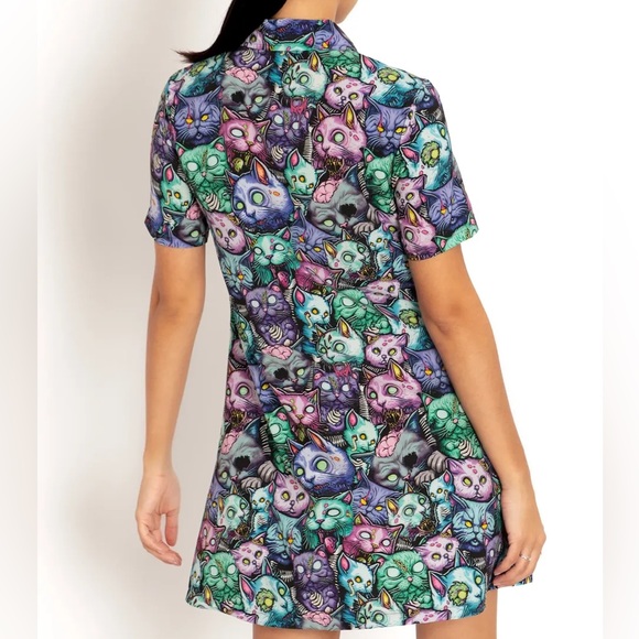 Blackmilk “ZOMBIE CATPOCALYPSE SHORT SLV SHIRT DRESS LIMITED” Size Medium M NWT - Picture 7 of 15